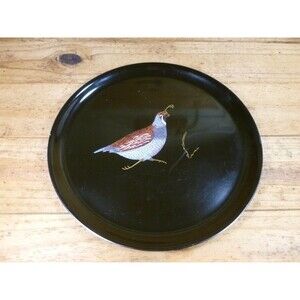 Vintage Couroc Quail Round Plate Tray 10.5”